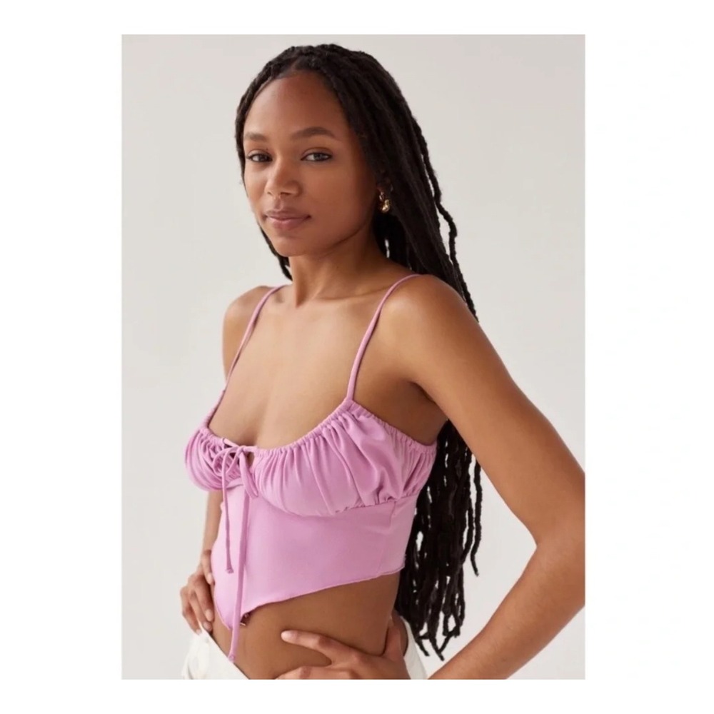 Urban Outfitters Pink Ruched Handkerchief Hem Cami Top‎ Smocked Back Small